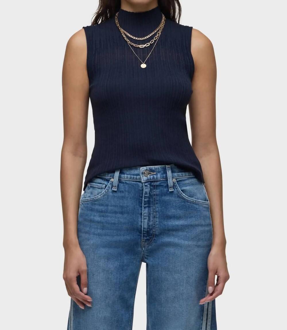 NEW HUDSON mock neck sweater tank in navy